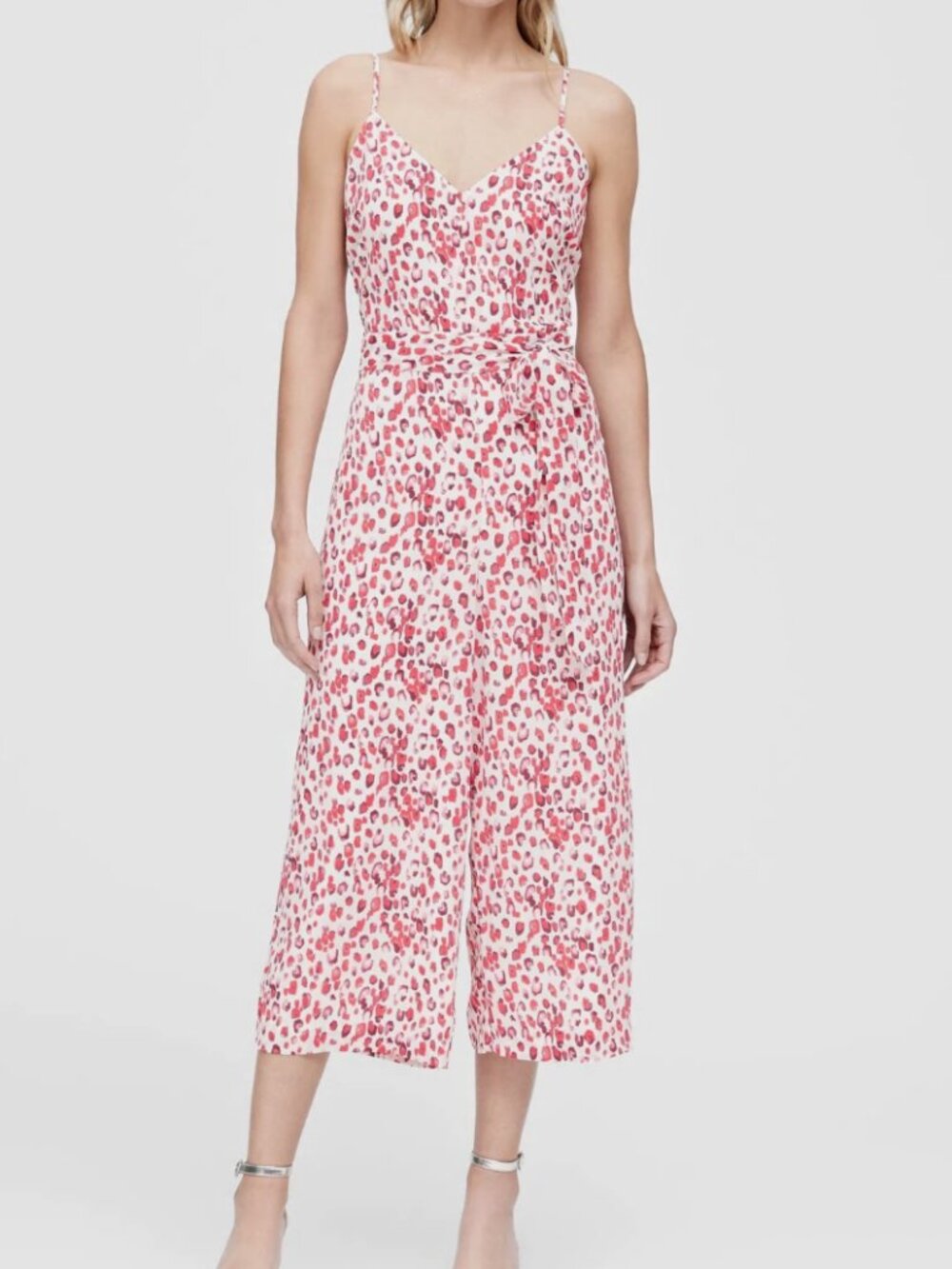 Banana Republic Abstract Animal Leopard Polka Dot Wide Leg Capri Jumpsuit